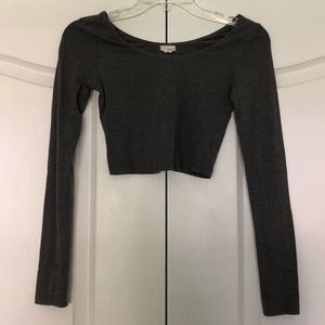 SALE!! Garage Dark Gray Cropped Long Sleeve Top